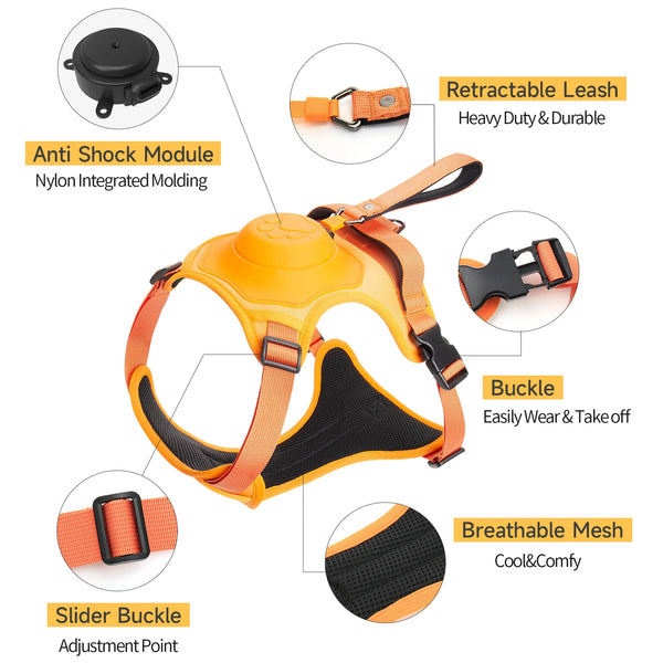 Retractable Dog Harness & Leash