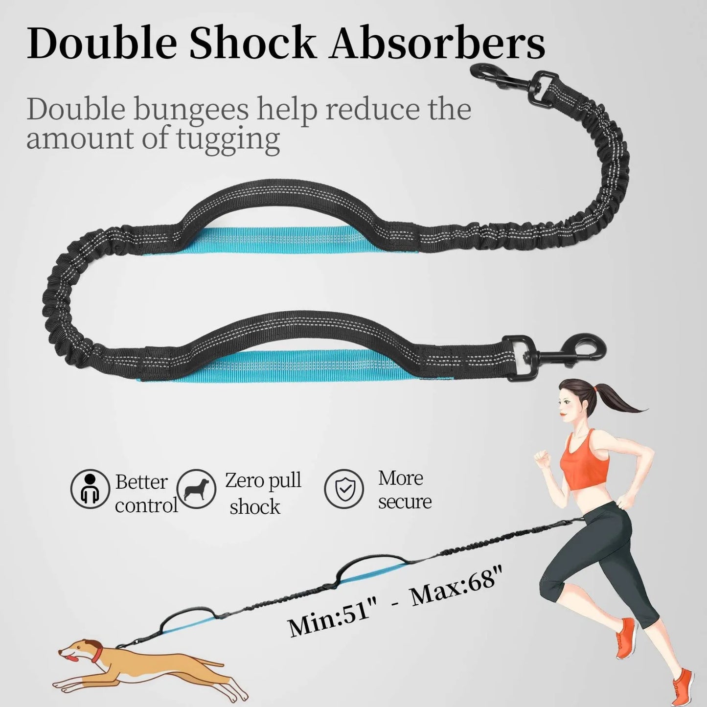 Hands-Free Dog Running Leash Adjustable