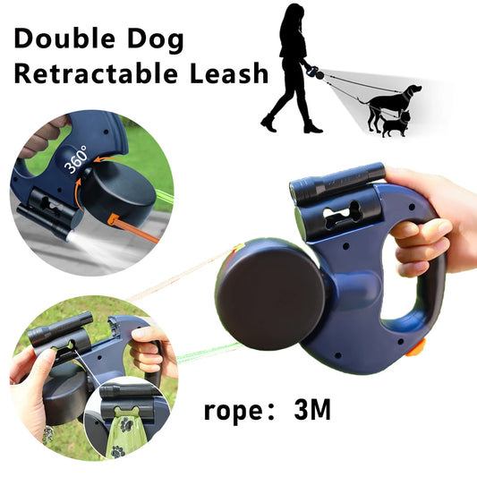TwistGuard LED Double Dog Leash Delight